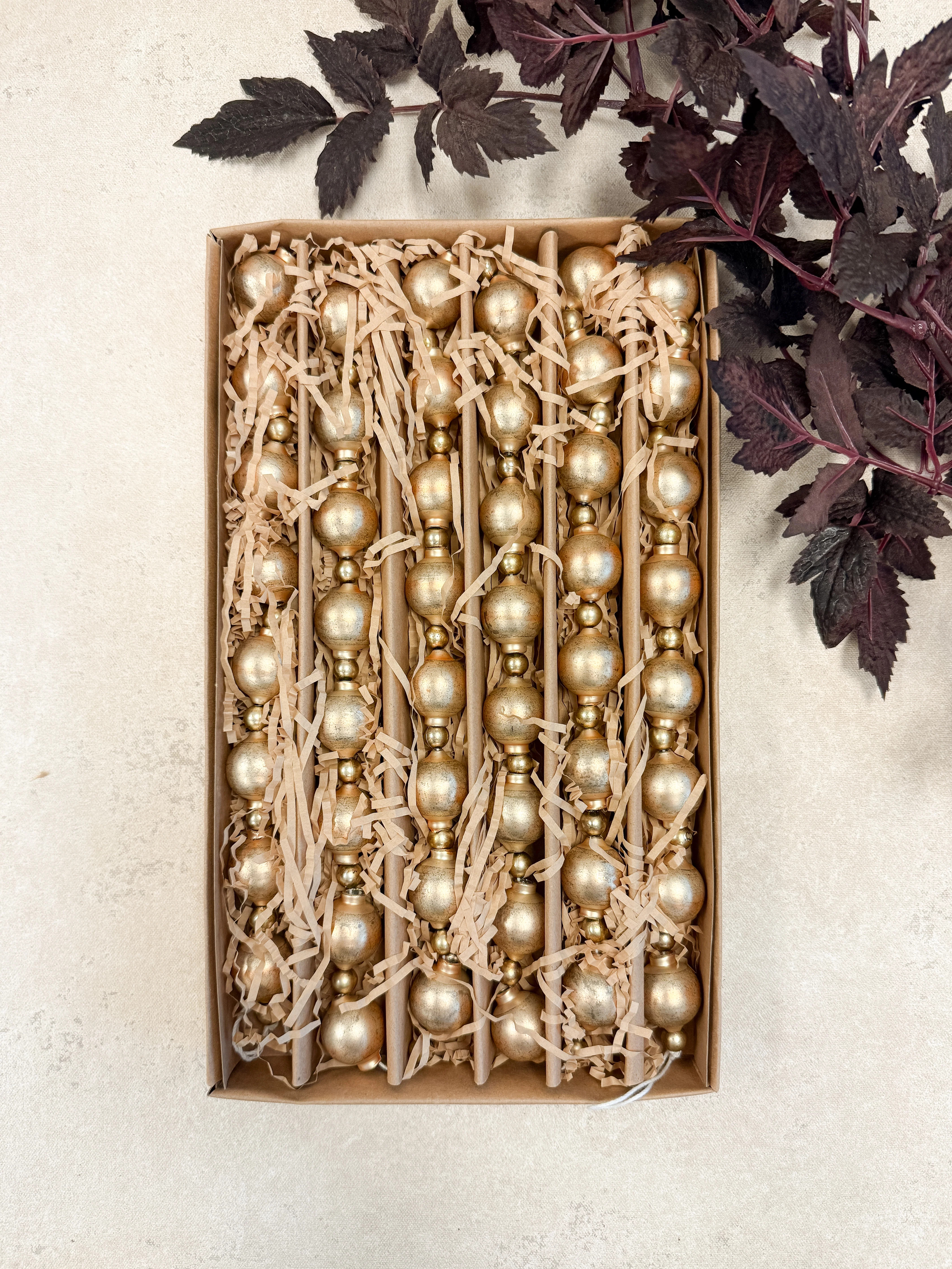 Antique Gold Glass Bead Garland | Cottage and Key