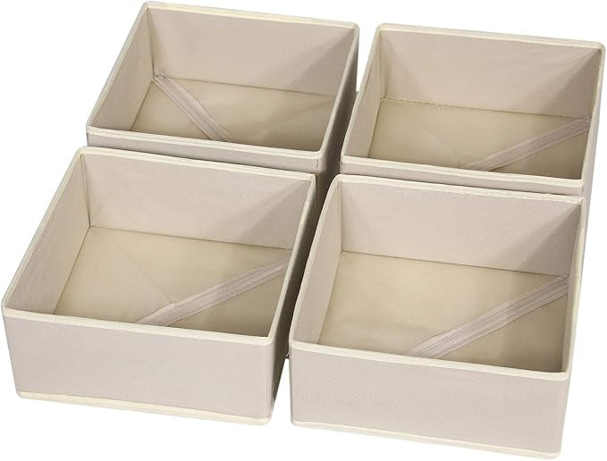 DIOMMELL 4 Pack Foldable Cloth Storage Box Closet Dresser Drawer Organizer Fabric Baskets Bins Co... | Amazon (US)