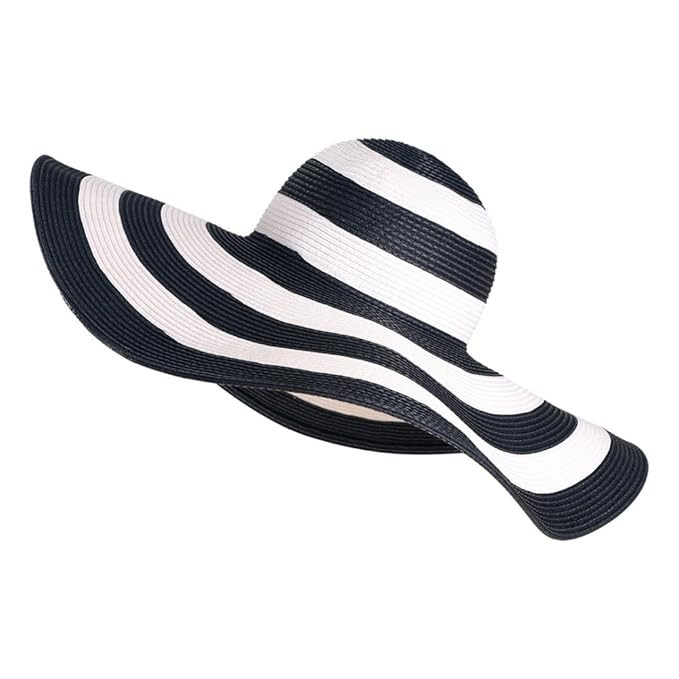 Floppy Wide Brim Straw Hat Women Summer Beach Cap Sun Hat | Amazon (US)