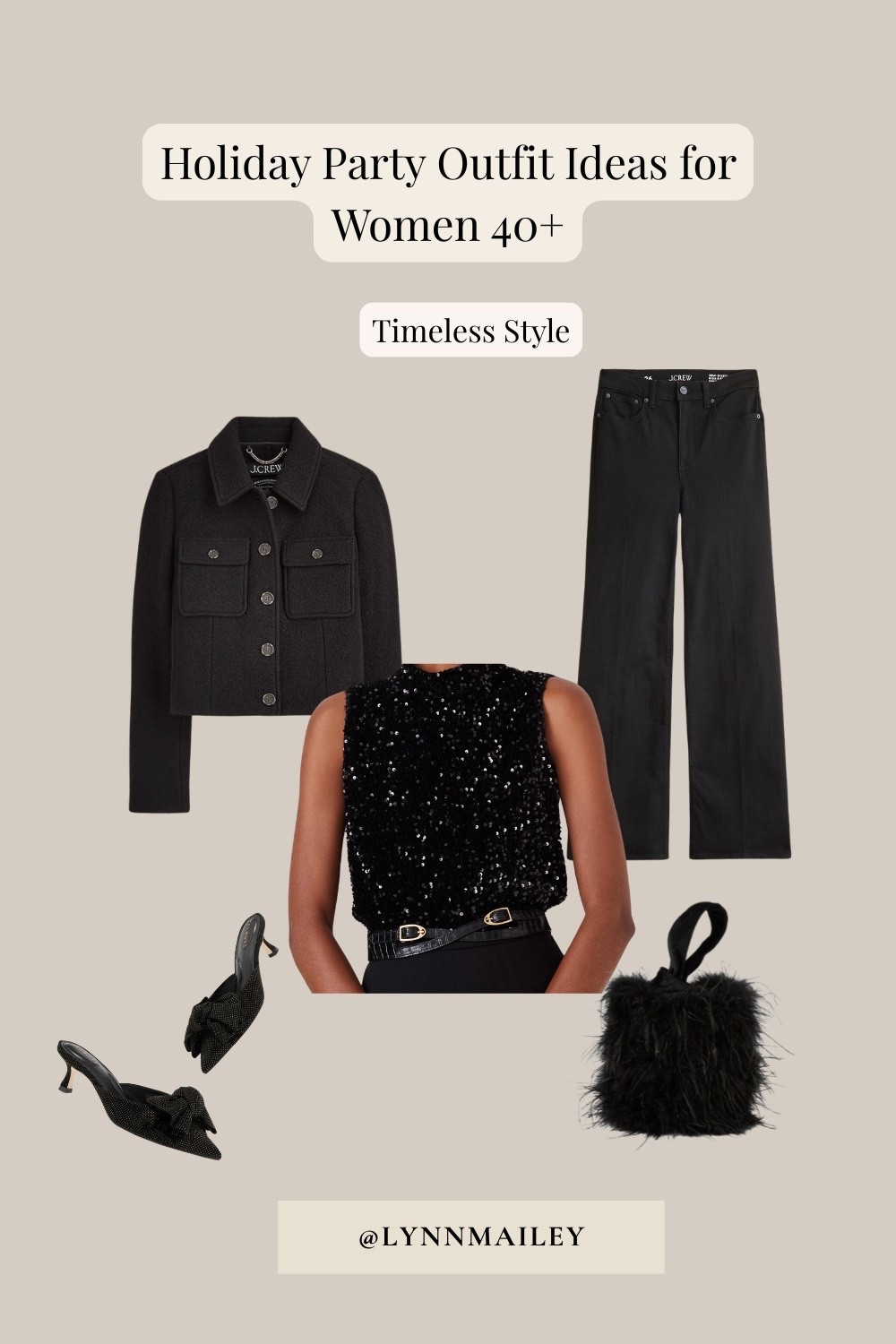 Black holiday outfit for women 40+. Sparkle, texture, and chic details. Shop the full outfit. 

#LTKOver40 #LTKWorkwear #LTKHoliday