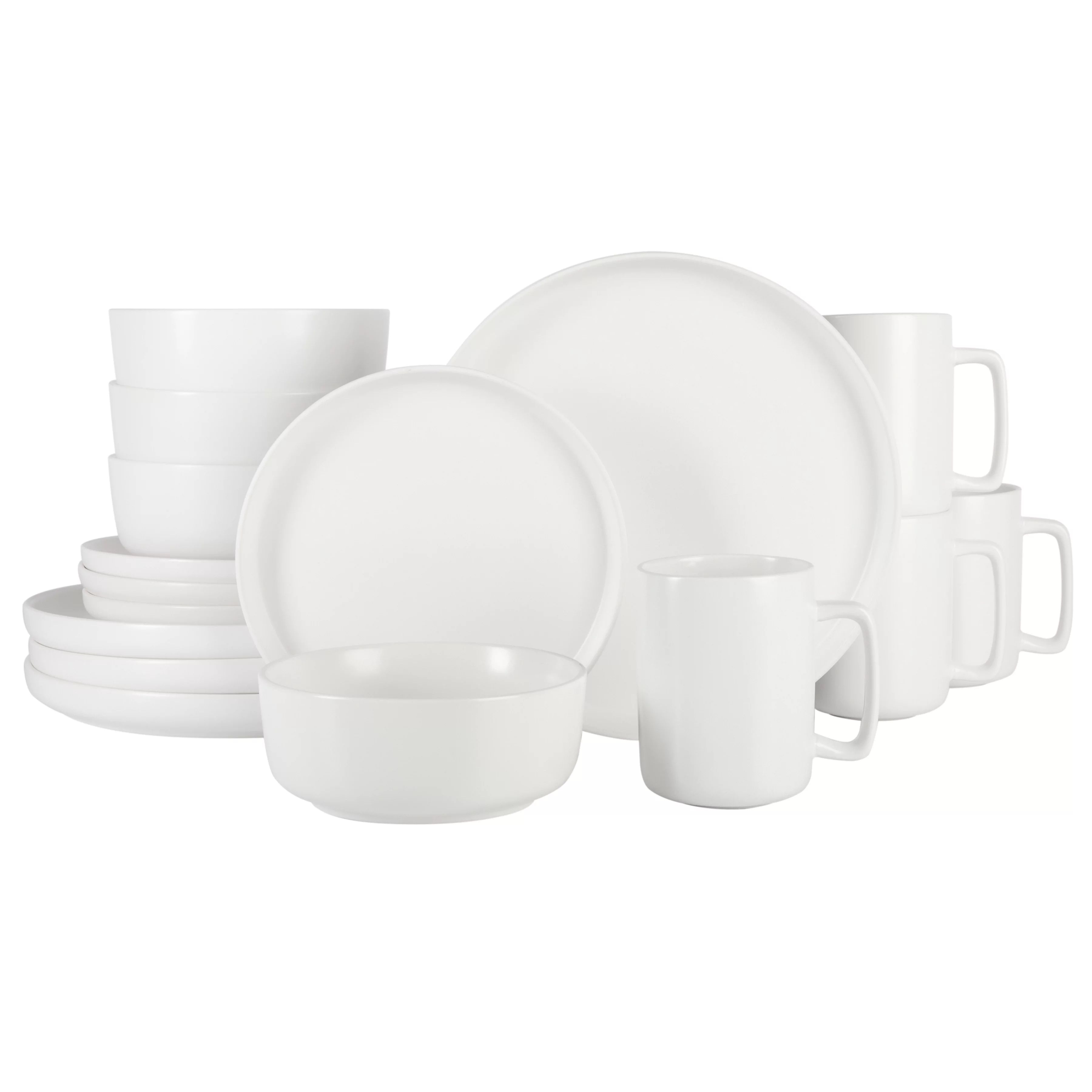 Gap Home 16-Piece Round White Stoneware Dinnerware Set - Walmart.com | Walmart (US)