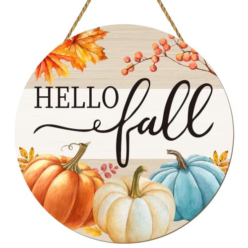 Fall Decorations for Home Fall Door Decor Hello Fall Pumpkin Wall Decor | Amazon (US)
