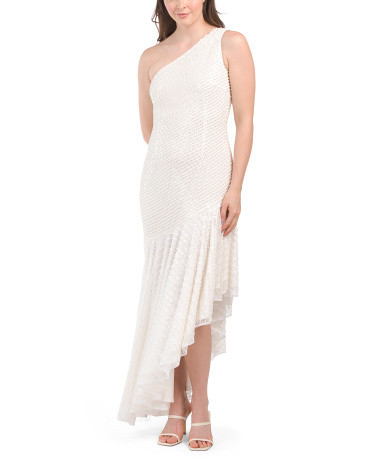One Shoulder Pearl Accent Gown | Formal Dresses | Marshalls | Marshalls