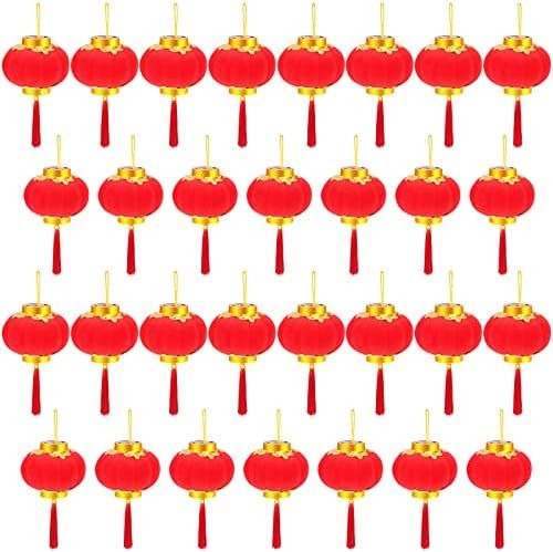 Uoeo 30 Pieces Red Chinese Lanterns Mini Lanterns Decorative Lucky Hanging Lanterns Decoration Ne... | Amazon (US)