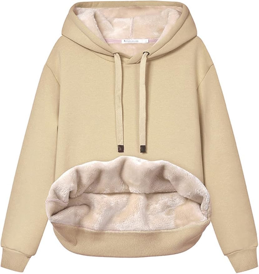 Gnveub Women's Casual Winter Warm Fleece Sherpa Lined Hooded Sweatshirt Thick Pullover Plus with ... | Amazon (US)