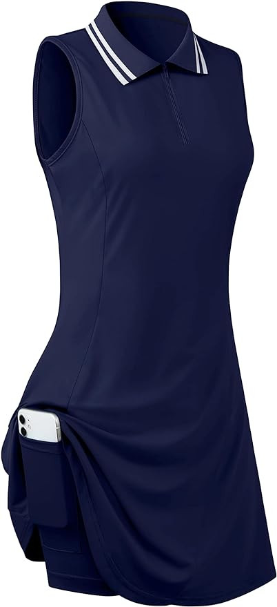 Womens Sleeveless Golf Tennis Dresses with Inner Shorts＆Pockets for Workout Exercise | Amazon (US)