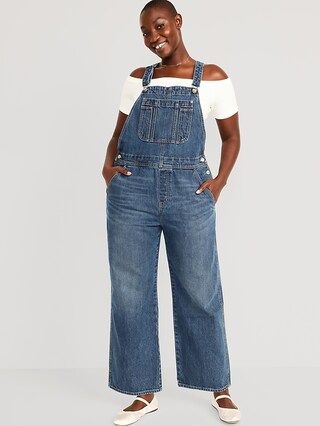 Baggy Wide-Leg Non-Stretch Jean Overalls for Women | Old Navy (US)