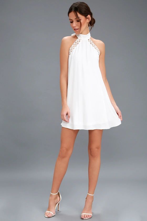 Any Sway, Shape, or Form White Lace Halter Dress | Lulus (US)