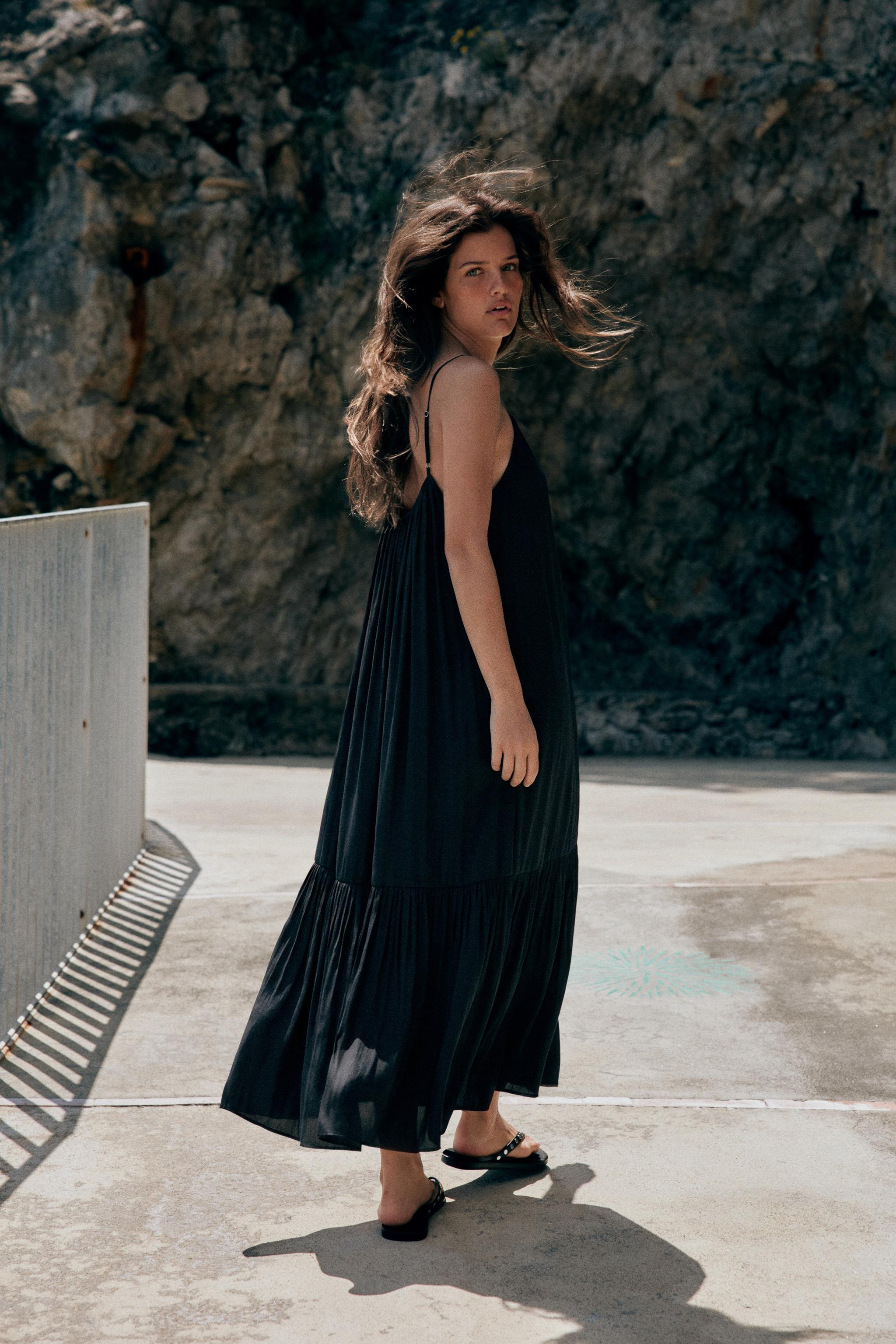 FLOWY RUFFLED MIDI DRESS | Zara Canada