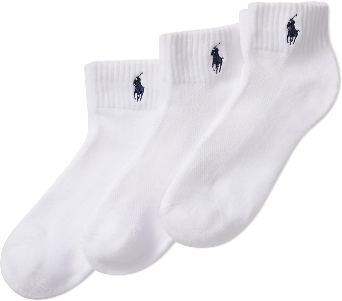 POLO RALPH LAUREN womens Cushioned Cotton Sport Ankle Socks - 3 Pair Pack - Athletic Half Cushion... | Amazon (US)
