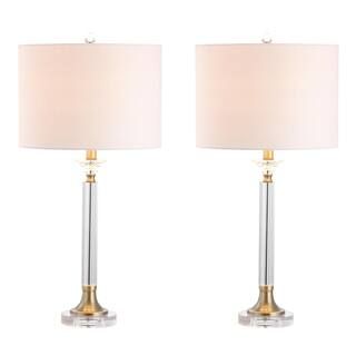 JONATHAN Y Mark 28 in. Clear/Brass Gold Crystal/Metal LED Table Lamp (Set of 2)-JYL5039A-SET2 - T... | The Home Depot
