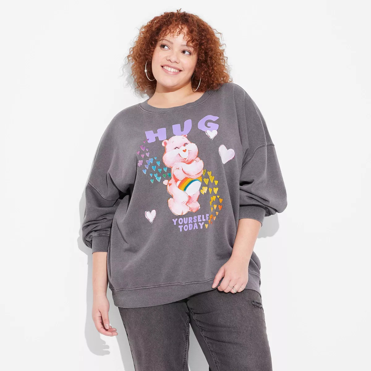 Women's Care Bears Hug Graphic Sweatshirt - Black | Target