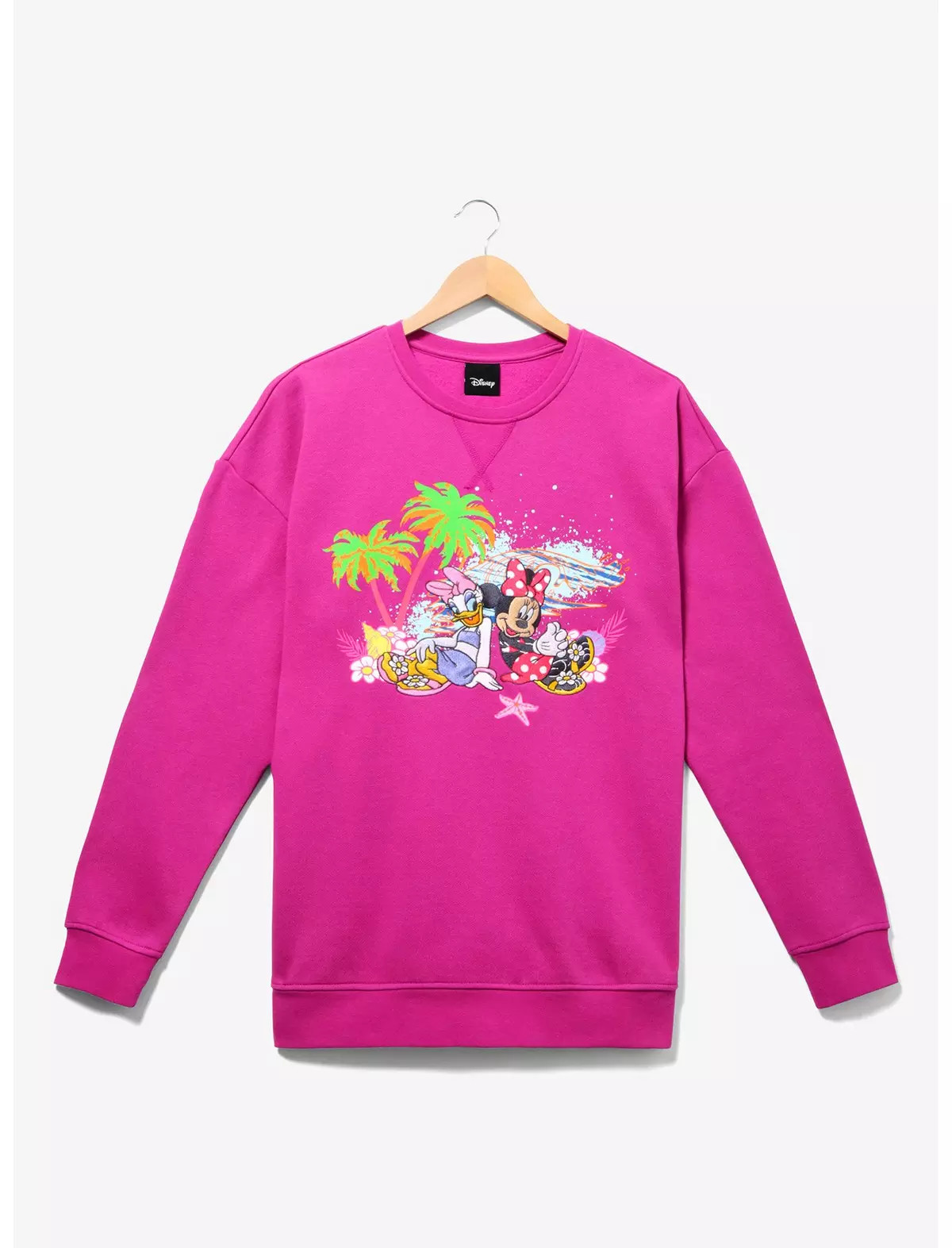 Disney Minnie Mouse and Daisy Duck Hot Pink Beach Crewneck — BoxLunch Exclusive | BoxLunch