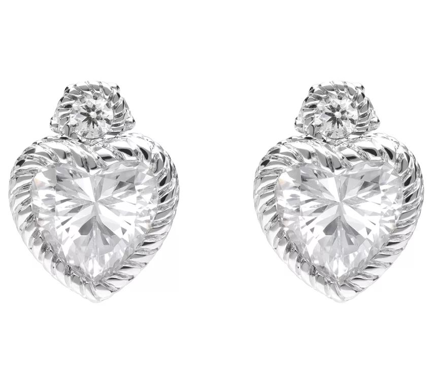 JUDITH Classic Diamonique Heart Stud Earrings,Sterling Silver - QVC.com | QVC