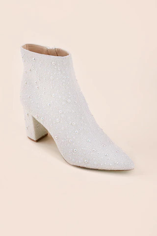 Women's Betsey Johnson Cady Pearl Boots in White by Francesca's - Size: 9.5 | Francesca's