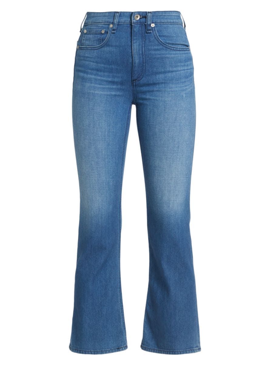 Nina High-Rise Stretch Flare Ankle Jeans | Saks Fifth Avenue