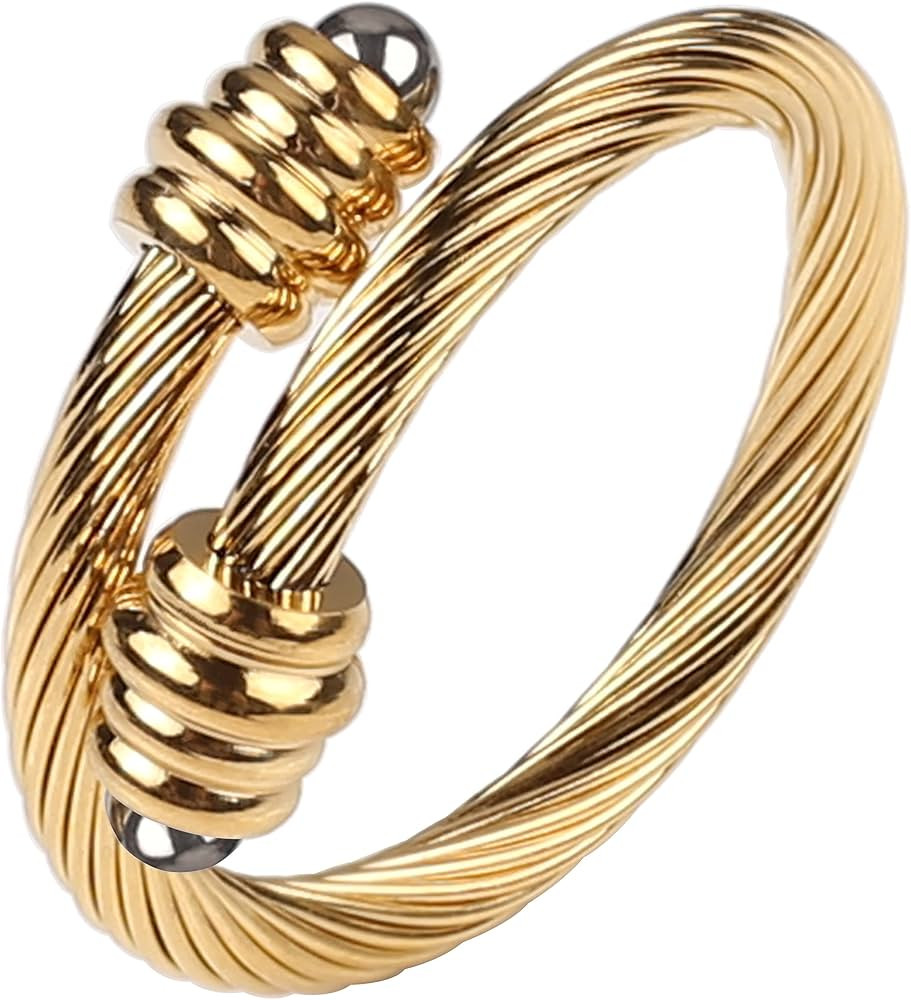 Dorriss Cable Rings Vintage Twisted Open Ring for Women Adjustable Designer Fashion Brand Stainless  | Amazon (US)