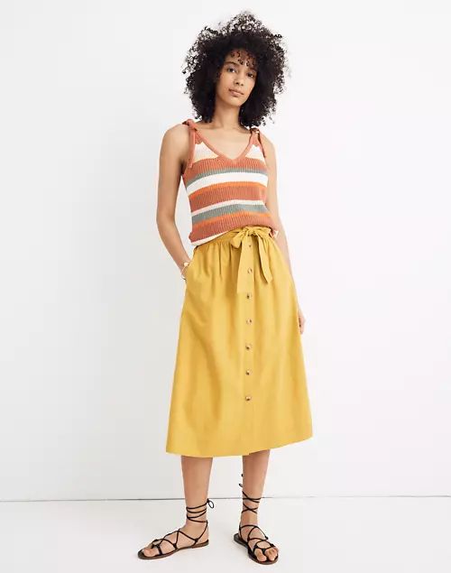 Tie Palisade Button-Front Midi Skirt | Madewell