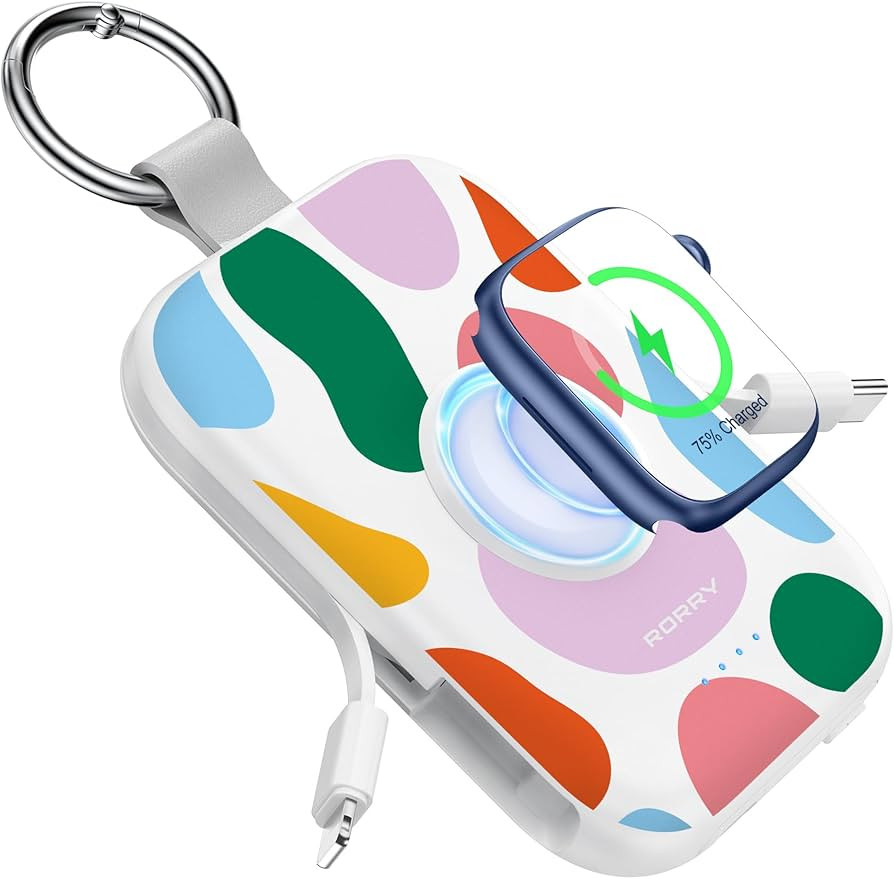 RORRY Portable Charger, 5000mAh Portable Charger Power Bank with Built-in Cables, Travel Keychain... | Amazon (US)