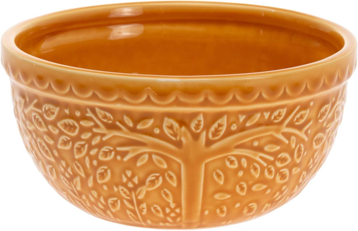 Boston International Ceramic Bowl Fall Autumn Thanksgiving Embossed Leaf Serving Dish, Small/2 Cups, Saffron Yellow | Amazon (US)