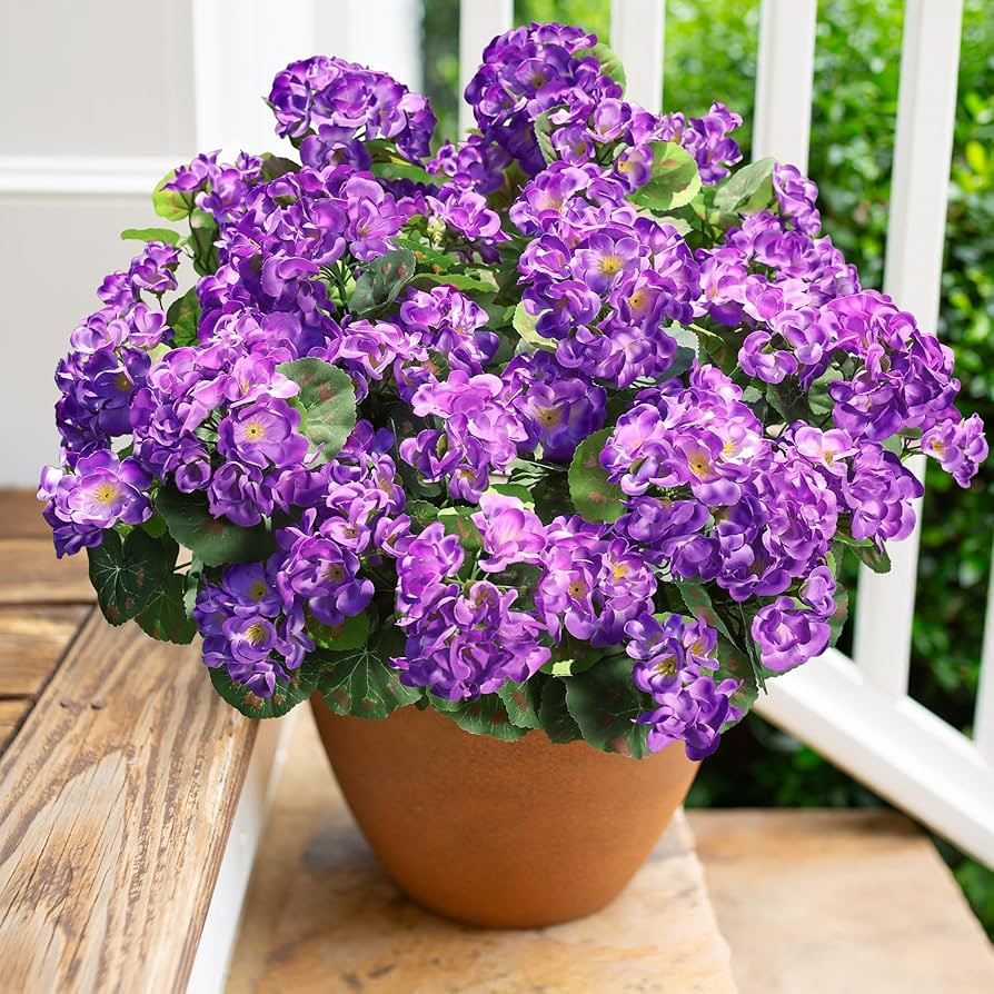 Artificial Geranium Fake Flowers for Outdoors Decoration, 6 Bundles Silk Geraniums Flower UV Resi... | Amazon (US)