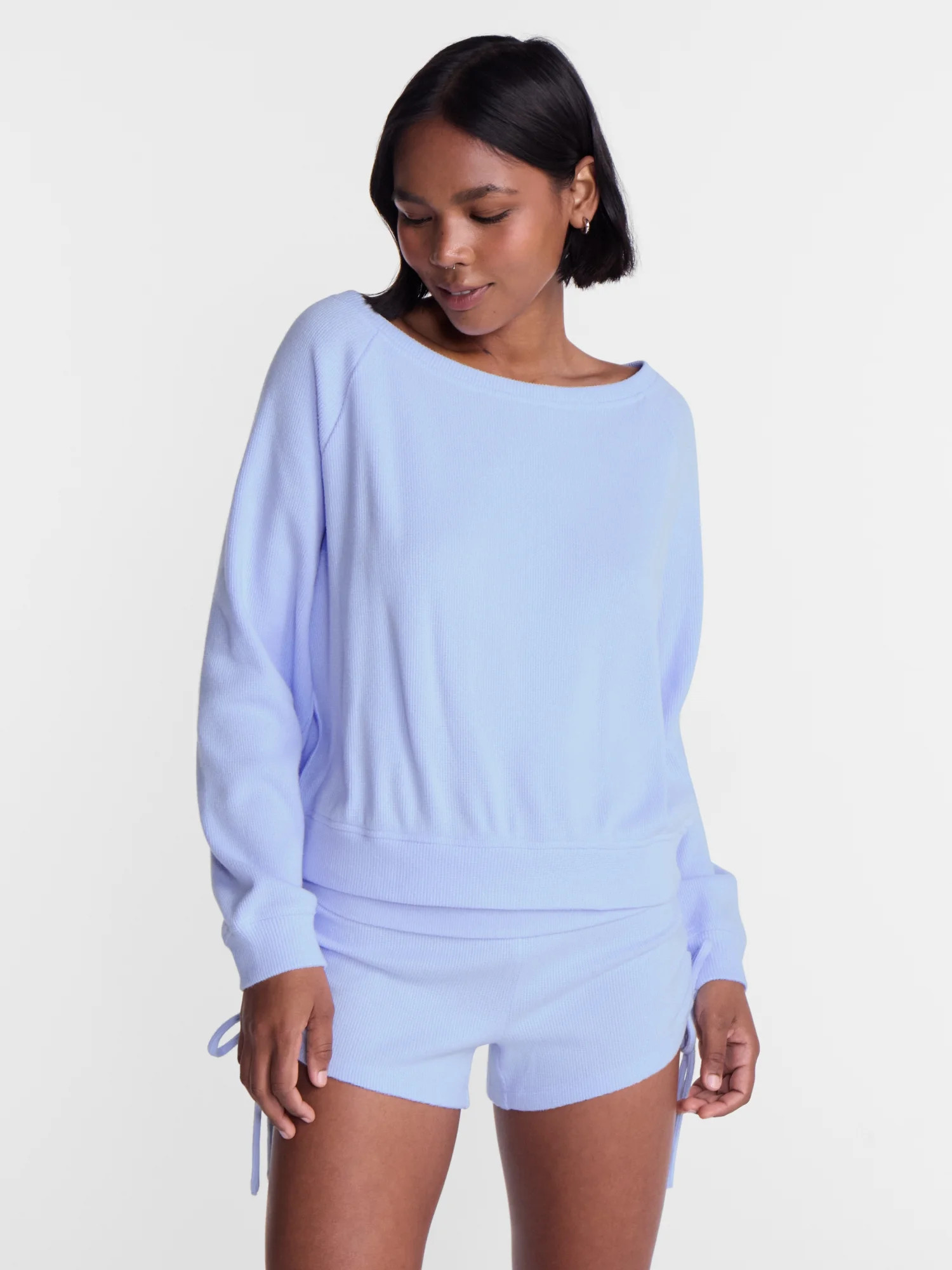 No Boundaries Waffle Knit Sleep Top, Women\u2019s and Women\u2019s Plus XS-2X | Walmart (US)