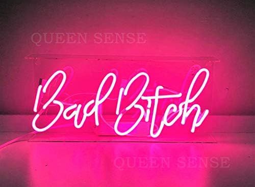Queen Sense 14" Bad Bitch Neon Sign Light Decorated Acrylic Panel Handmade Beer Bar Pub Man Cave Lam | Amazon (US)