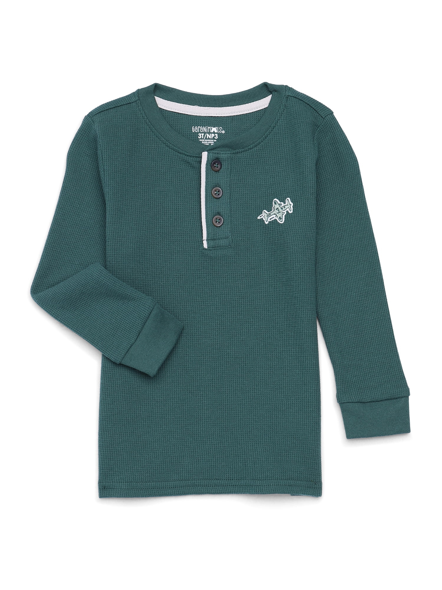 Garanimals Toddler Boys Waffle Henley Shirt with Long Sleeves, Sizes 18M-5T | Walmart (US)