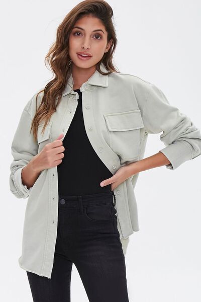French Terry Dolphin-Hem Shacket | Forever 21 (US)
