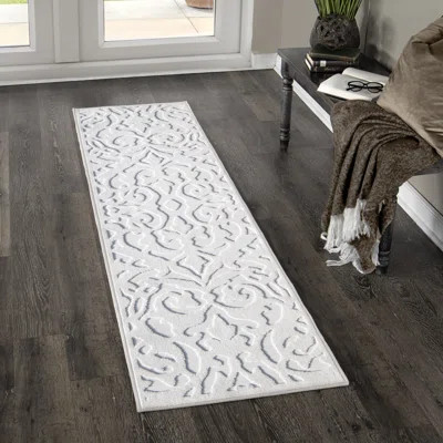 My Texas House Ladybird Damask Natural High Low Indoor Outdoor Rug | Wayfair Professional