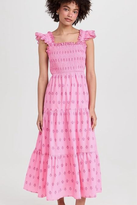 Pink smocked dress, midi dress, maxi dress 

#LTKFindsUnder100 #LTKOver40