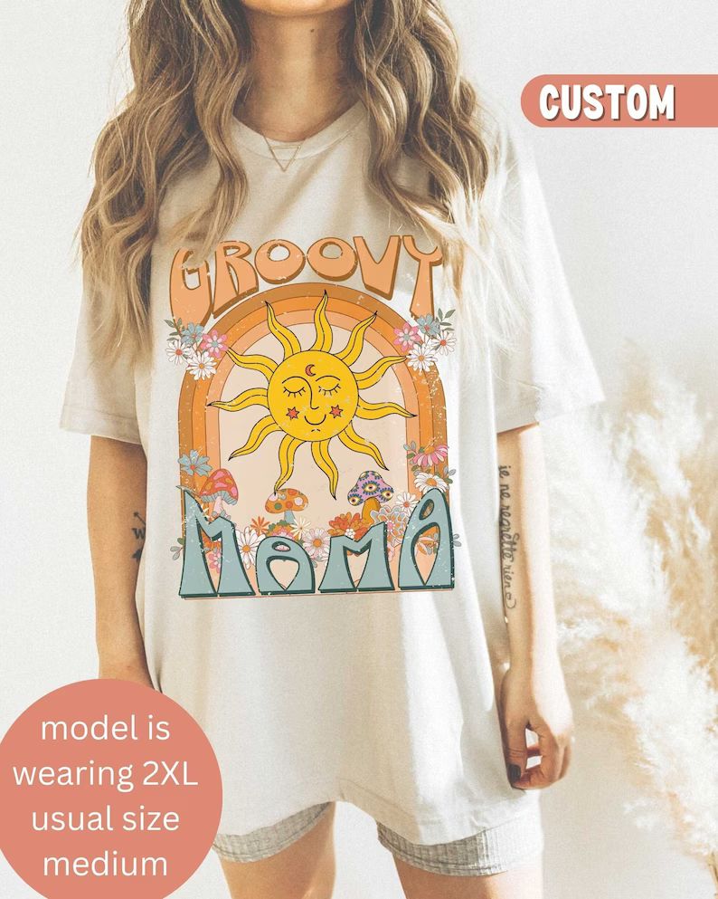Groovy Mama Shirt Retro Mom Tee 70's Flower Butterfly - Etsy | Etsy (US)
