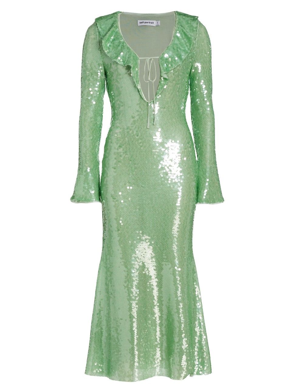 Sequin Ruffled Midi-Dress | Saks Fifth Avenue