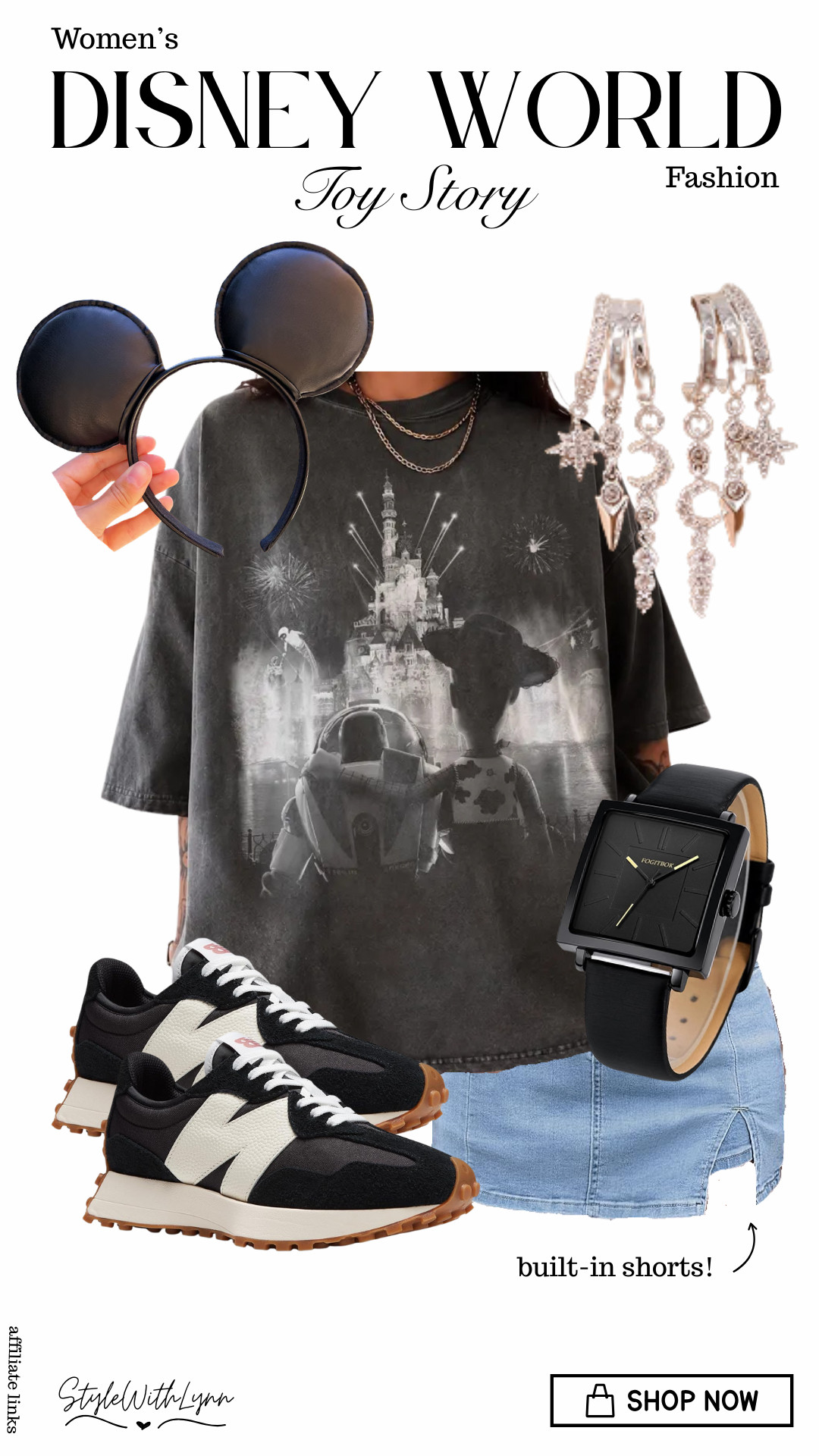 This look is giving nostalgic, effortless, and park-ready with a Toy Story graphic tee, denim skort, Mickey ears, New Balance sneakers, and the prettiest Disney-inspired jewelry.  Perfect for a day at Disney when you want to be comfortable without sacrificing your outfit!

🛍️ Shop this Disney World outfit now! Save this for your next Disney trip and follow me for more Disney outfit inspiration, affordable finds and park-ready style. 💕✨

#DisneyOutfits #DisneyWorldOutfits #DisneyMom #DisneyStyle #DisneyFashion #ToyStory #DisneyBound #DisneyWorld #DisneyParks #DisneyVacation #DisneyOutfitIdeas #DisneyMomStyle #WhatToWearToDisney #DisneyPacking #MagicKingdomOutfit #DisneyFashionInspo 

 #LTKootd #LTKmomlife #LTKTravel