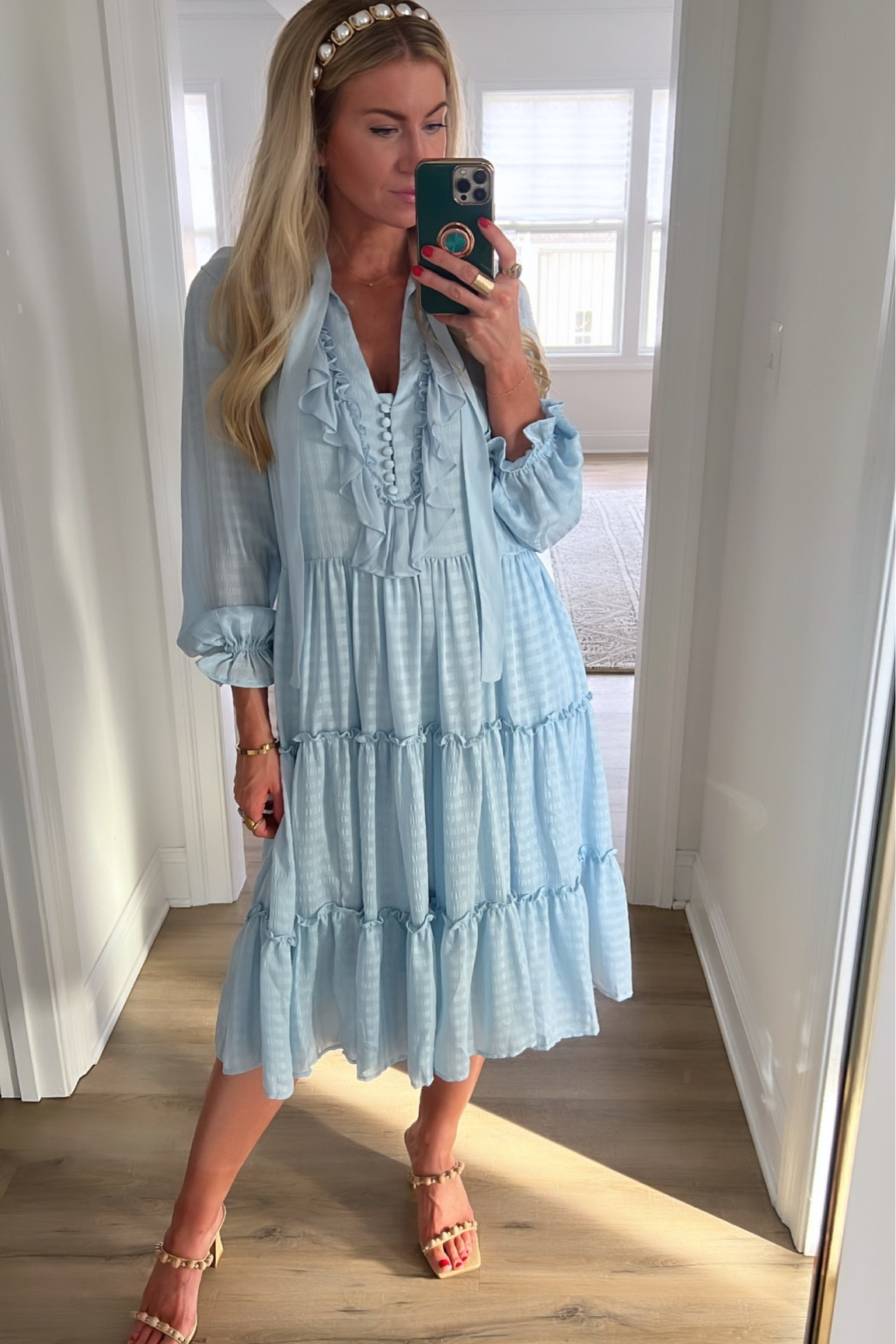 Light blue ruffle dress for spring! Wearing an XS

#LTKSeasonal #LTKwedding #LTKbump