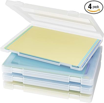 Denkee 4 Pack A4 File Portable Project Case, Plastic Storage Box for 8.5" x 11" Letter A4 Paper, ... | Amazon (US)