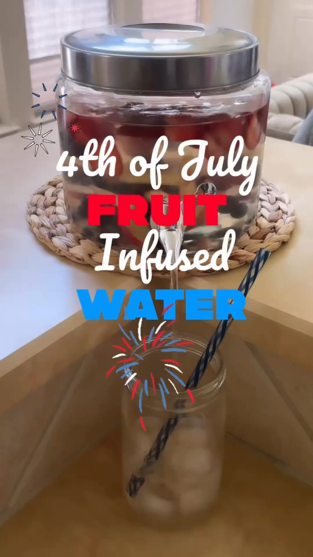 Fourth of July Fruit-Infused Water 🇺🇸

Ingredients

* 1 cup strawberries (cut in half)
* 1 cup blueberries
* 1 cup blackberries
* 2 white peaches, thinly sliced
* Filtered water
* Ice (optional)

Instructions

1. Add the strawberries, blueberries, blackberries, and sliced peaches to a large pitcher.
2. Fill the pitcher with filtered water.
3. Stir gently to combine.
4. Refrigerate for at least 1–2 hours to allow the fruit flavors to infuse.
5. Serve chilled and enjoy!

For even more flavor, let the water infuse overnight in the refrigerator. Refill with water once or twice before replacing the fruit.🍓🫐🍑 #4thofjuly #fruitinfusedwater
