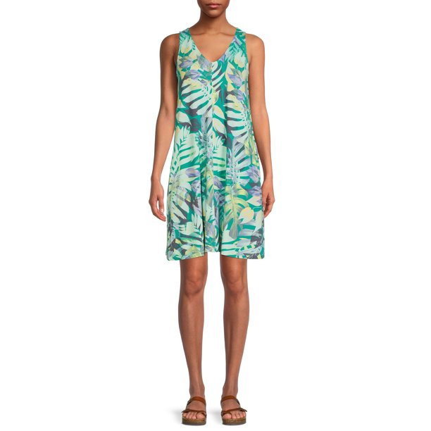 Time and Tru Women's V-Neck Knit Dress | Walmart (US)