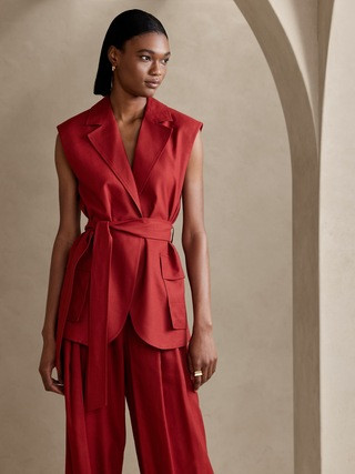 Lena Relaxed Linen-Blend Vest | Banana Republic (US)