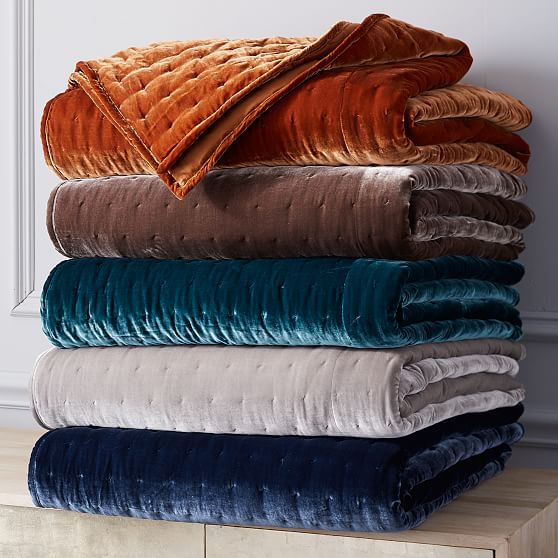 Luxe Velvet Quilt, King, Midnight | West Elm (US)