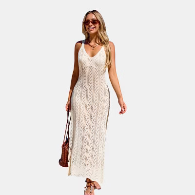 Women's Crotchet Cutout Maxi Slip Beach Cover-Up - Cupshe | Target
