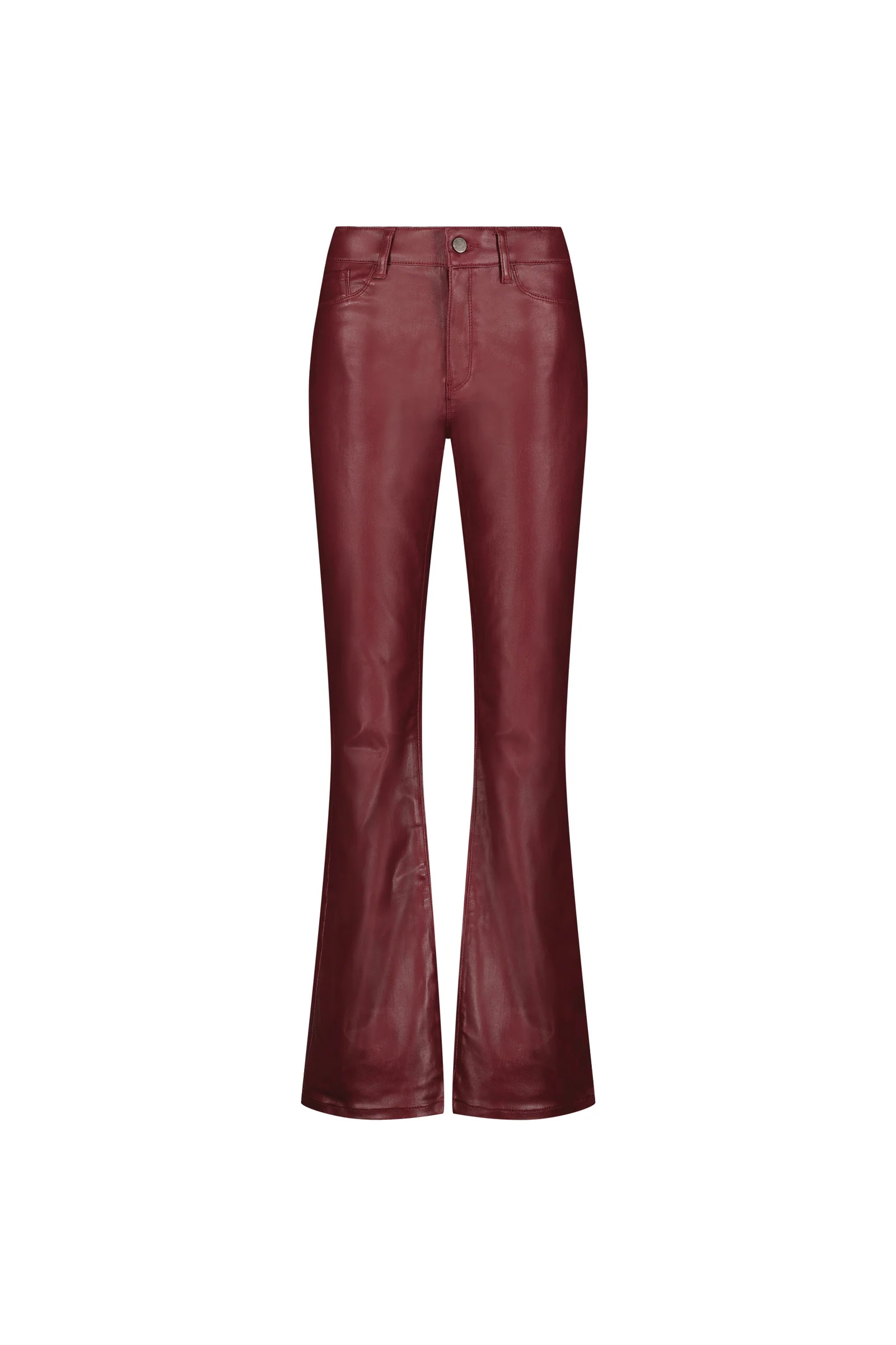 Aria Coated Flare Jean - Merlot | The Noli Shop