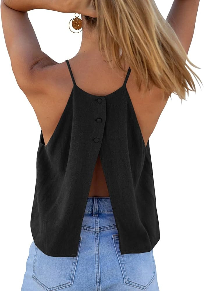 Tankaneo Womens Summer Halter Crop Tank Tops Y2k Going Out Sleeveless Tee Shirts Open Back Beach ... | Amazon (US)