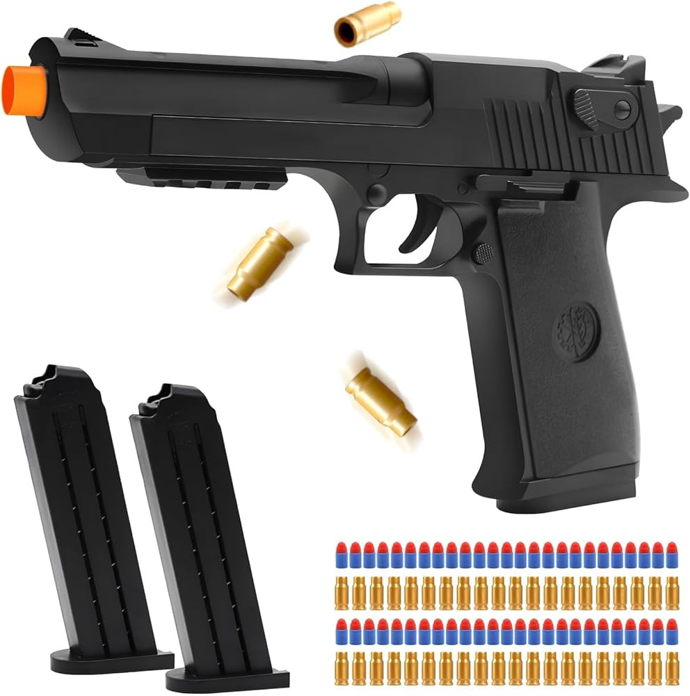 Black Toy Pistol Guns Toys for Ages 8-13 Boys, Soft Bullet Toy Gun Shell Ejecting for Kids Outdoo... | Amazon (US)