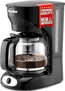 Mueller 12-Cup Drip Coffee Maker - Borosilicate Carafe, Auto-Off, Reusable Filter, Anti-Drip, Kee... | Amazon (US)