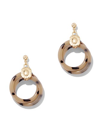 Faux-Tortoise Goldtone Hoop Drop Earring | New York & Company