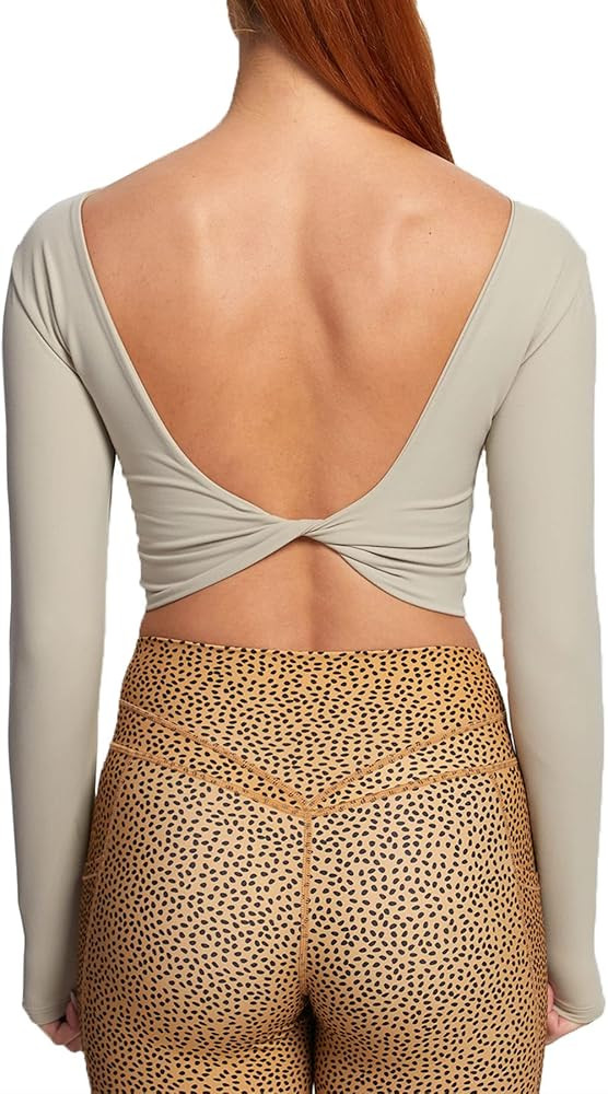 Aoxjox Long Sleeve Crop Tops for Women Emma Twist Back Workout Crop T Shirt Top | Amazon (US)