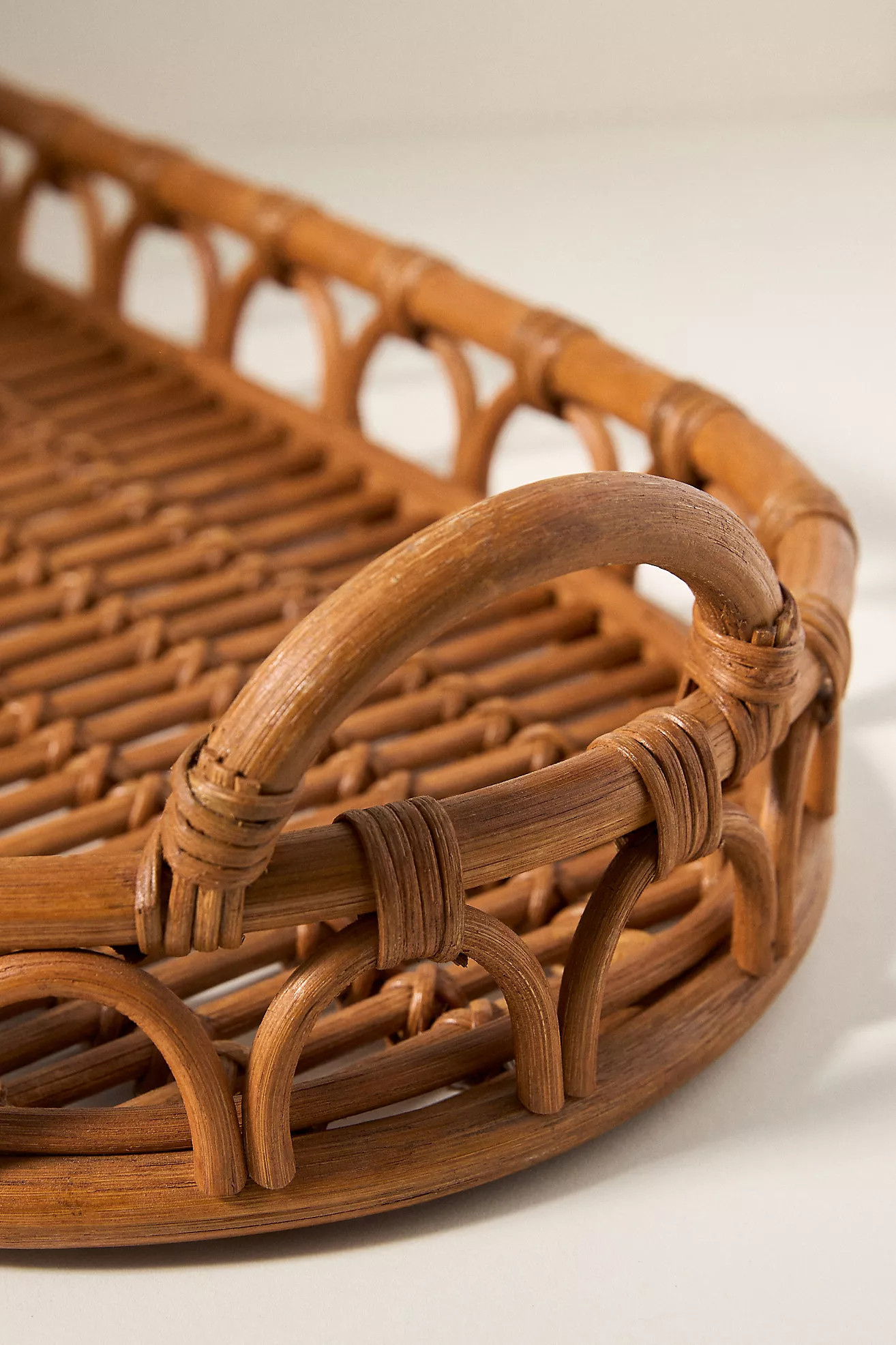Handwoven Rattan Basket Handle Tray | Anthropologie (US)