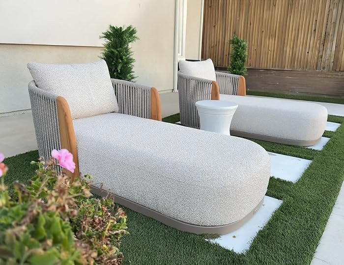 PURPLE LEAF Olefin Patio Chaise Lounge Chair Outdoor Set of 2, Upholstered Pool Lounge Chairs for... | Amazon (US)