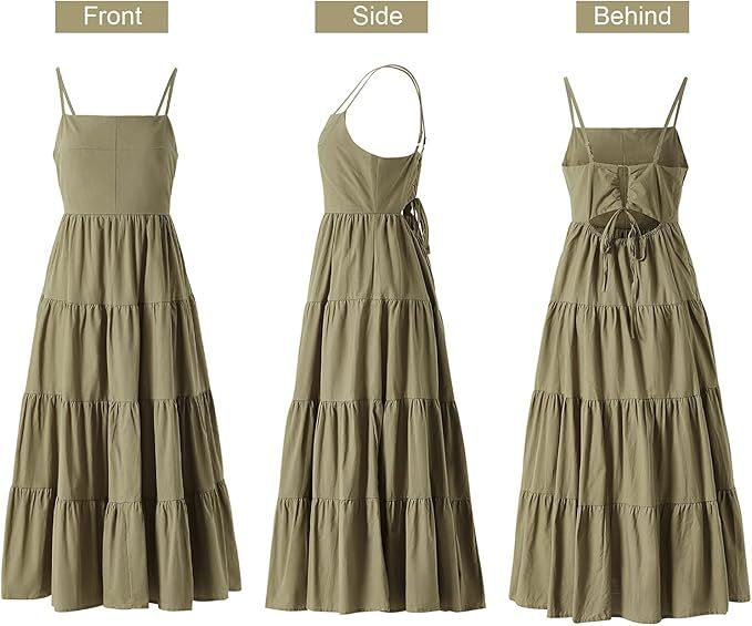 Boho Smocked Dress Tiered Cowl Neck Backless Flowy Cami Babydoll Dresses with Adjustable Strap Dr... | Amazon (US)